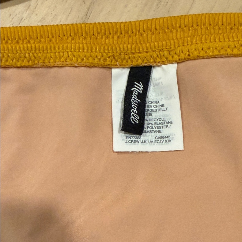 Madewell Ribbed Bikini Set Mustard Yellow Button Detail Size S - Picture 7 of 8
